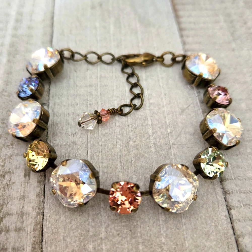 Austrian Crystal Bracelet in Antique Brass